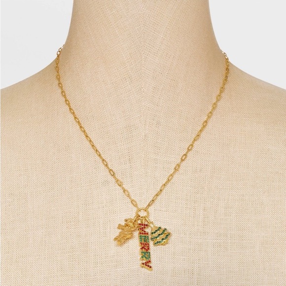 SUGARFIX by BaubleBar Joy to the World Joyful Merry Christmas Holiday Necklace - Picture 4 of 14